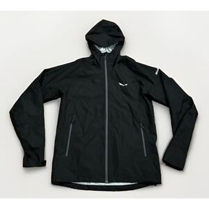 Salewa Powertex Waterproof Jacket Black Hooded Hiking Climbing Size M